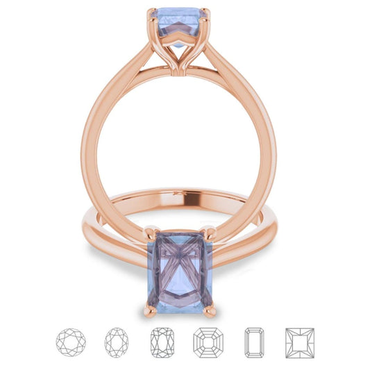 Julia - Prong Set Narrow Cathedral Solitaire Engagement Ring - Setting only 14k Rose Gold Ring Setting by Nodeform