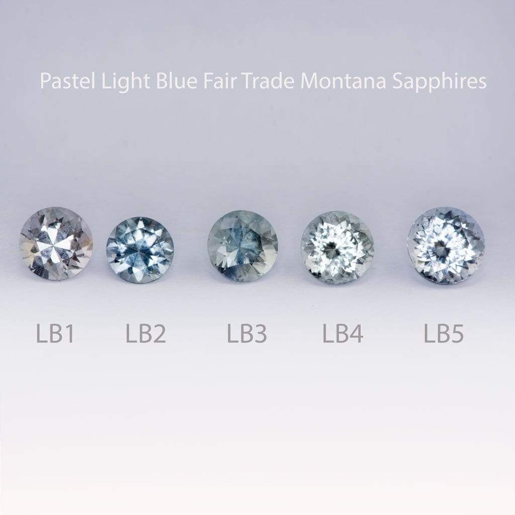 Pastel Light Blue Fair Trade Montana Sapphire Half Bezel Diamond Star Dust Engagement Ring Ring by Nodeform