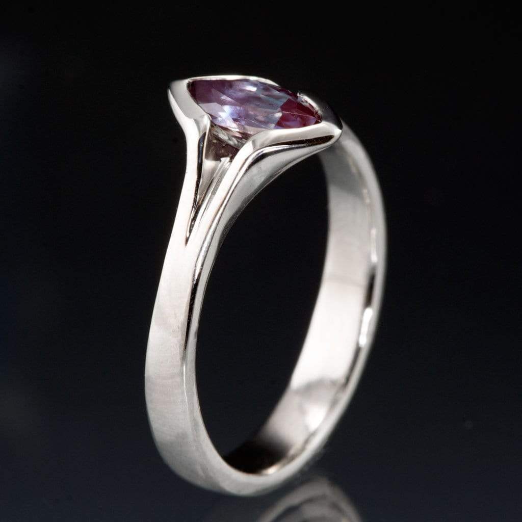 Chatham Marquise Alexandrite Semi-Bezel Solitaire Engagement Ring Ring by Nodeform