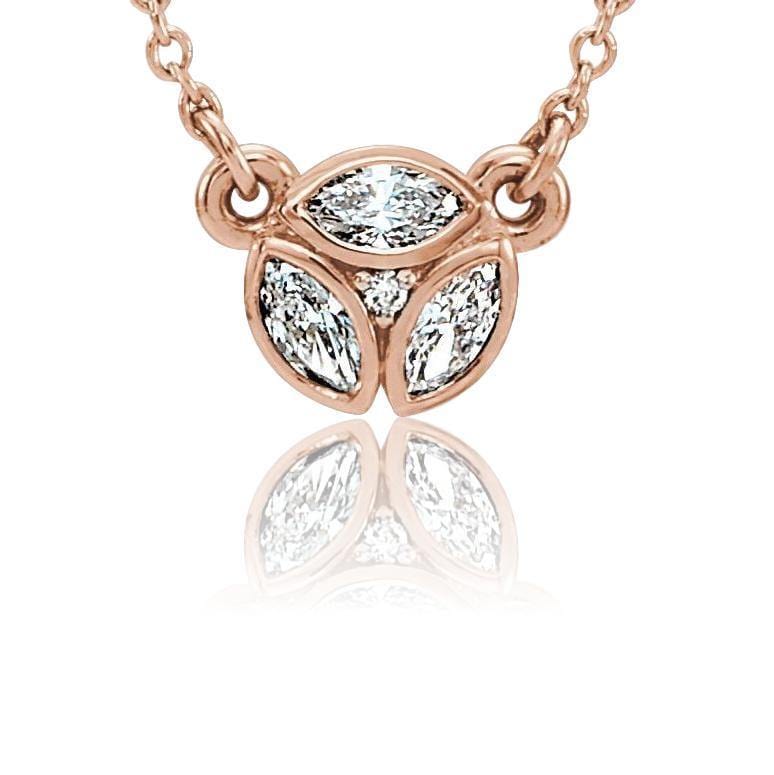 1/4CTW Marquise Diamond or Sapphire Bezel Set Cluster Pendant Necklace All Diamonds / 14k Rose Gold Necklace / Pendant by Nodeform