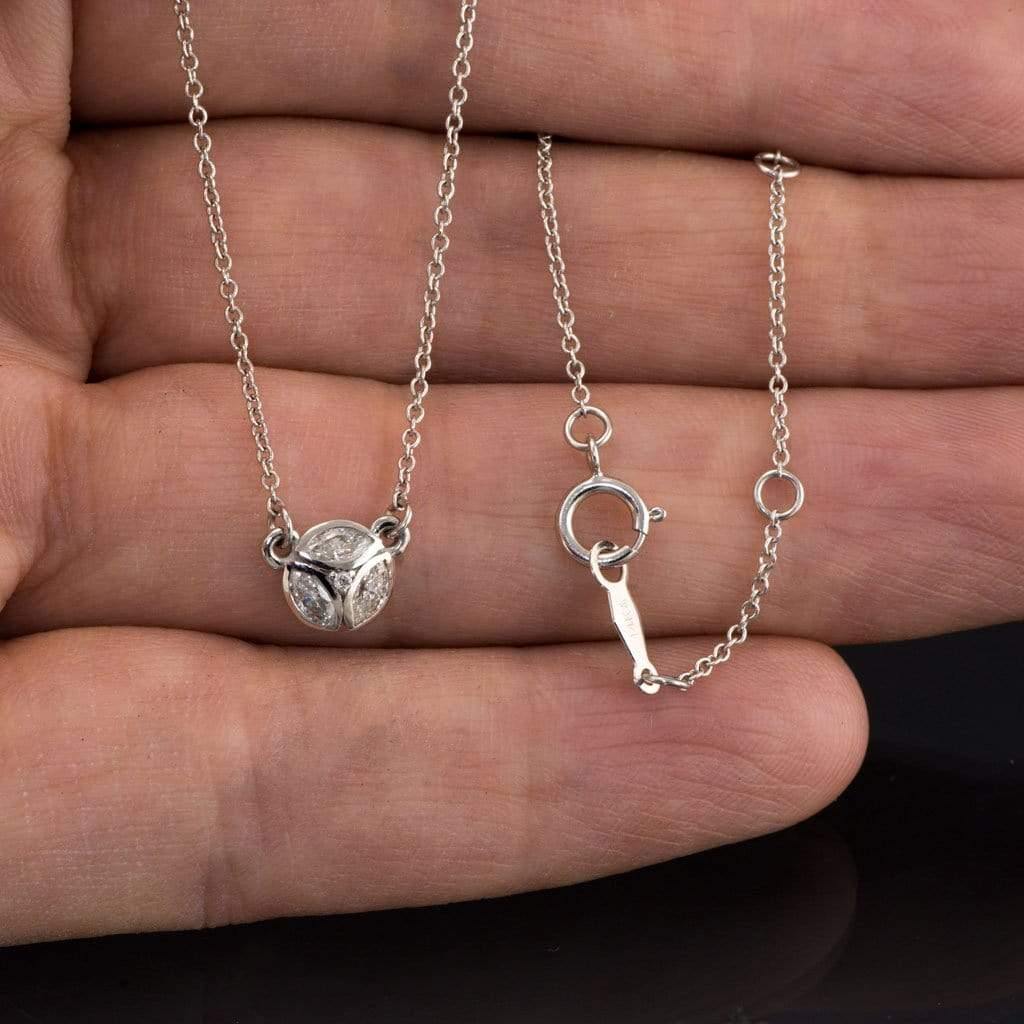 1/4CTW Marquise Diamond or Sapphire Bezel Set Cluster Pendant Necklace Necklace / Pendant by Nodeform