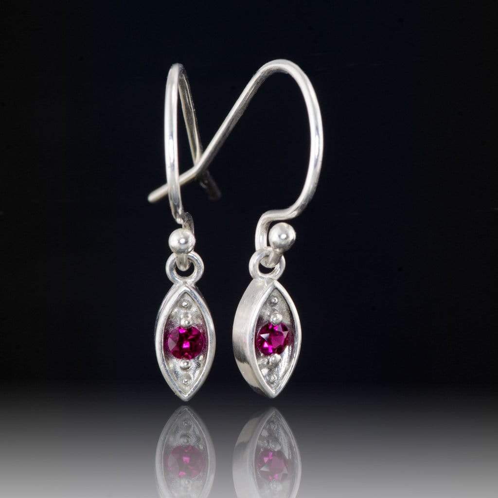 Ruby Sterling Silver or 14k Gold Marquise Shape Dangle Earrings Sterling Silver Earrings by Nodeform
