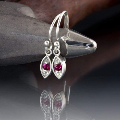Ruby Sterling Silver or 14k Gold Marquise Shape Dangle Earrings Earrings by Nodeform