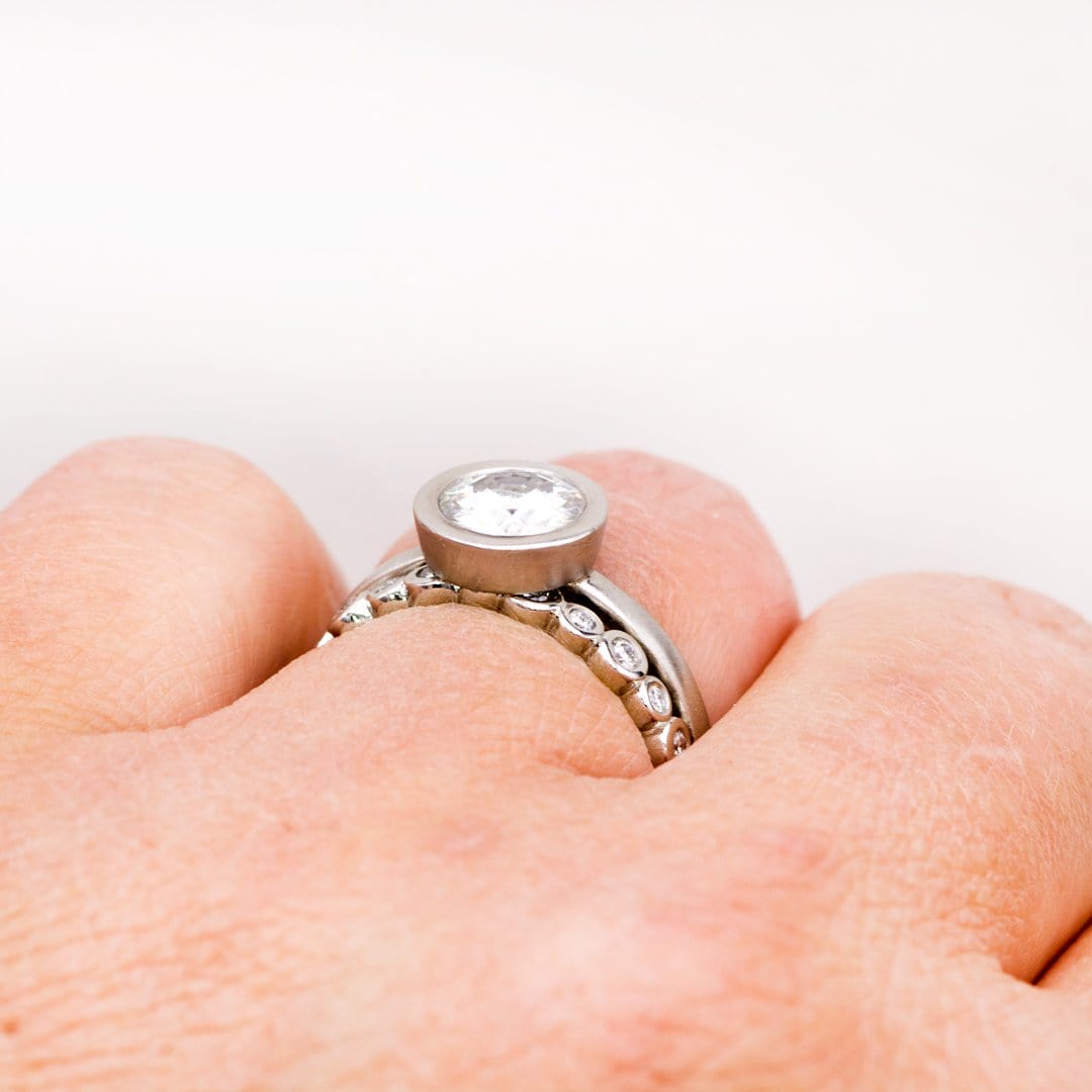 Bree Anniversary Band - Bezel Set Diamond Eternity Stacking Ring Wedding Band Ring by Nodeform