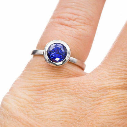 Round Cut Lab Created Blue Sapphire Gemstone Loose Gemstone by Nodeform