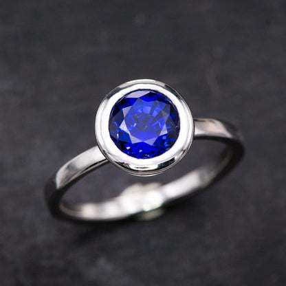Round Cut Lab Created Blue Sapphire Gemstone Loose Gemstone by Nodeform