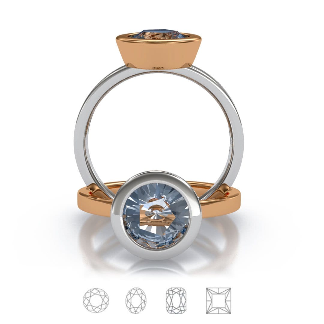 Minimal Wide Low-Profile Bezel Set Solitaire Engagement Ring - Setting only 18k Yellow Gold Ring Setting by Nodeform