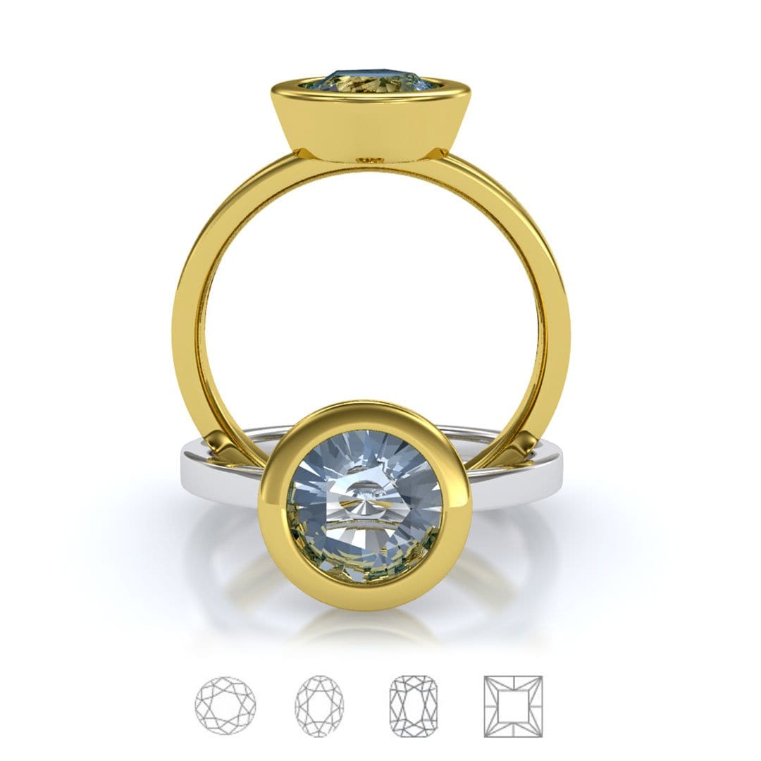 Minimal Wide Low-Profile Bezel Set Solitaire Engagement Ring - Setting only 14K Yellow Gold Ring Setting by Nodeform