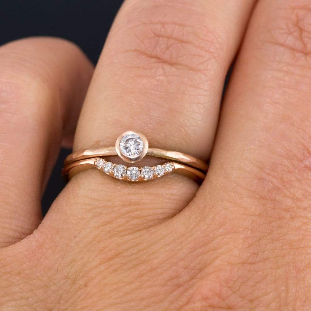 Selene - Graduated Diamond, Moissanite or Sapphire Curved Contoured Stacking Wedding Ring Ring by Nodeform