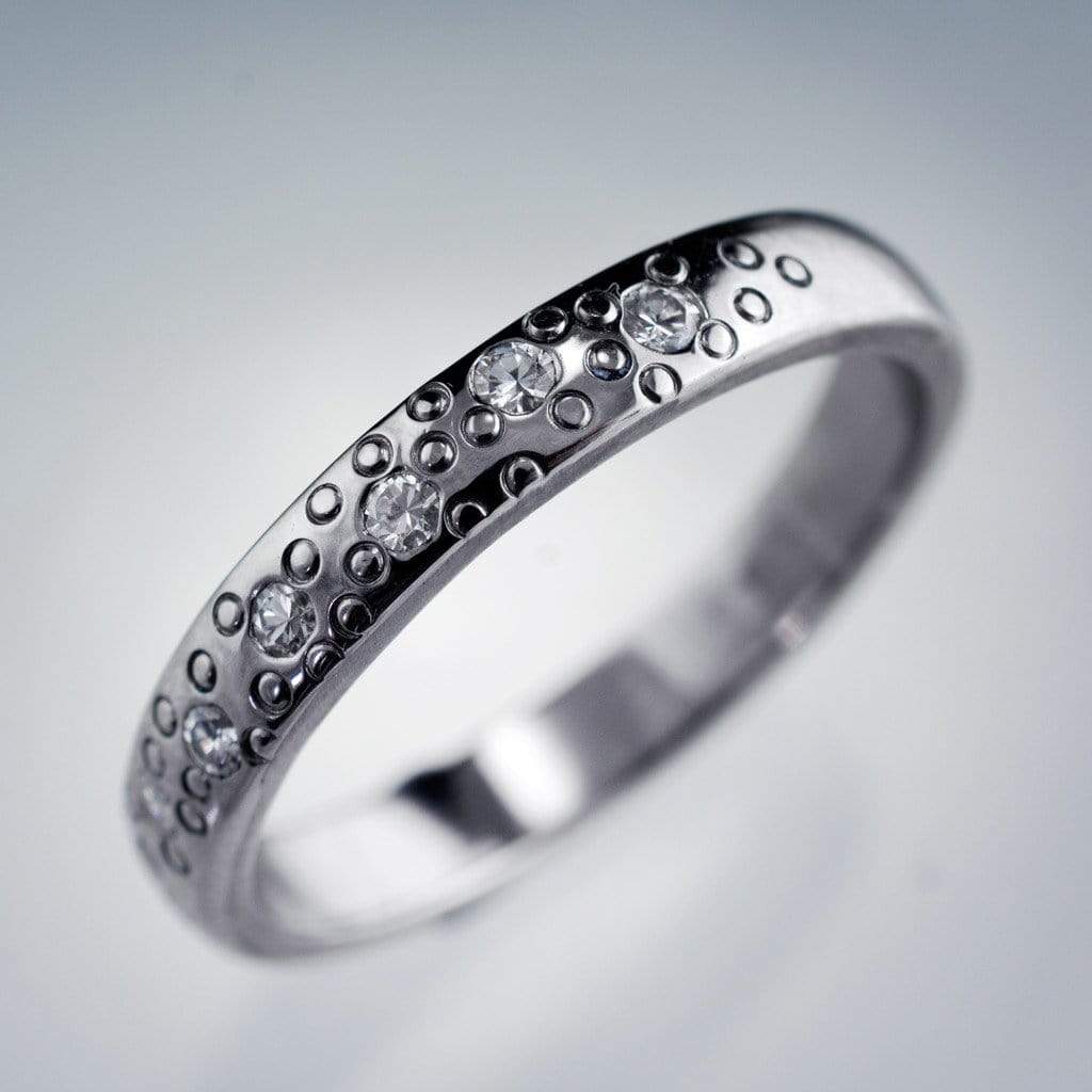 Moissanite Star Dust Wedding Ring 3.5mm / 14kPD White Gold Ring by Nodeform