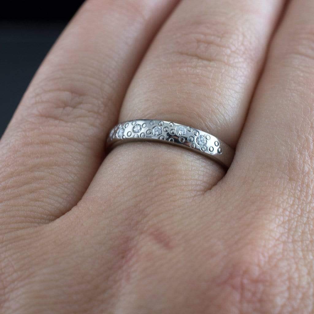 Stainless Steel Ring, Etched, Diamond-dust Effect, Sparkly, Size R