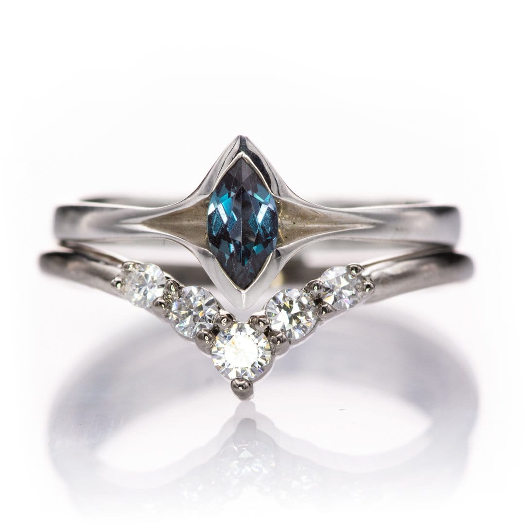 Chatham Marquise Alexandrite Semi-Bezel Solitaire Engagement Ring Ring by Nodeform