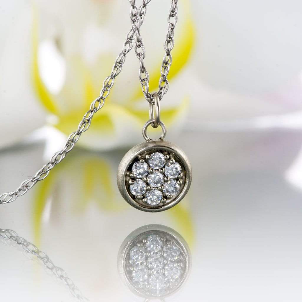 Round Moissanite Cluster Gold Pendant Necklace