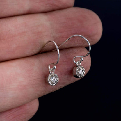 Moissanite Round Milgrain Sterling Silver Dangle Earrings Earrings by Nodeform