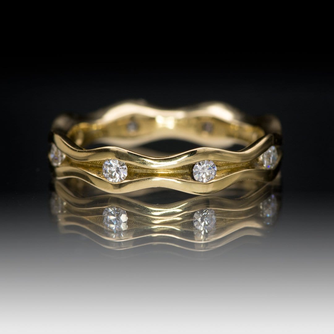 Wave Diamond Eternity Wedding Ring Ring by Nodeform