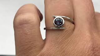 Lab-created Alexandrite Bezel Bypass Solitaire Engagement Ring Ring by Nodeform
