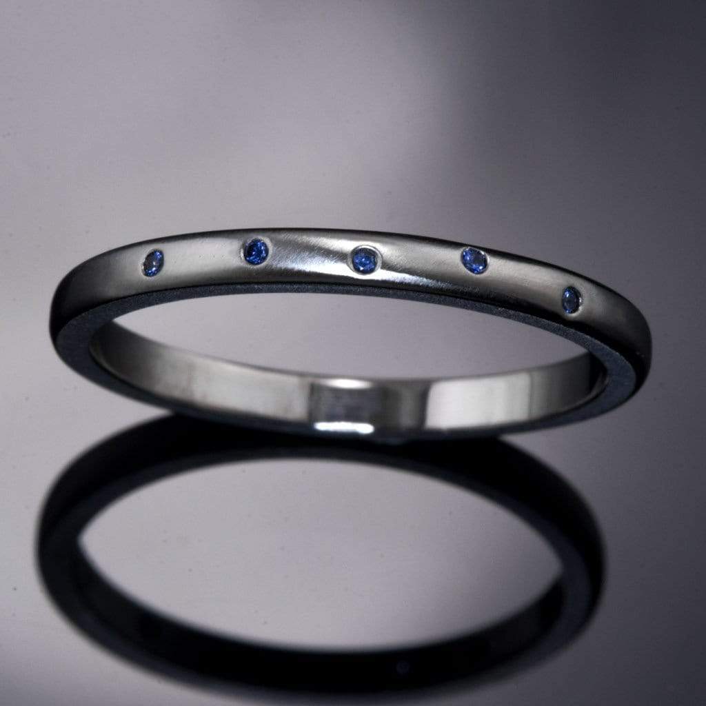 Narrow Random Flush Set Blue Sapphire Wedding Ring Ring by Nodeform