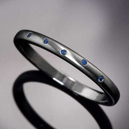 Narrow Random Flush Set Blue Sapphire Wedding Ring Ring by Nodeform