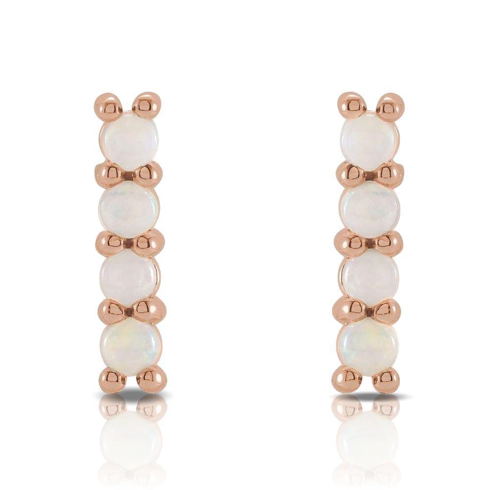 Opal Bar Studs Gold or Platinum Earrings 14k Rose Gold Earrings by Nodeform