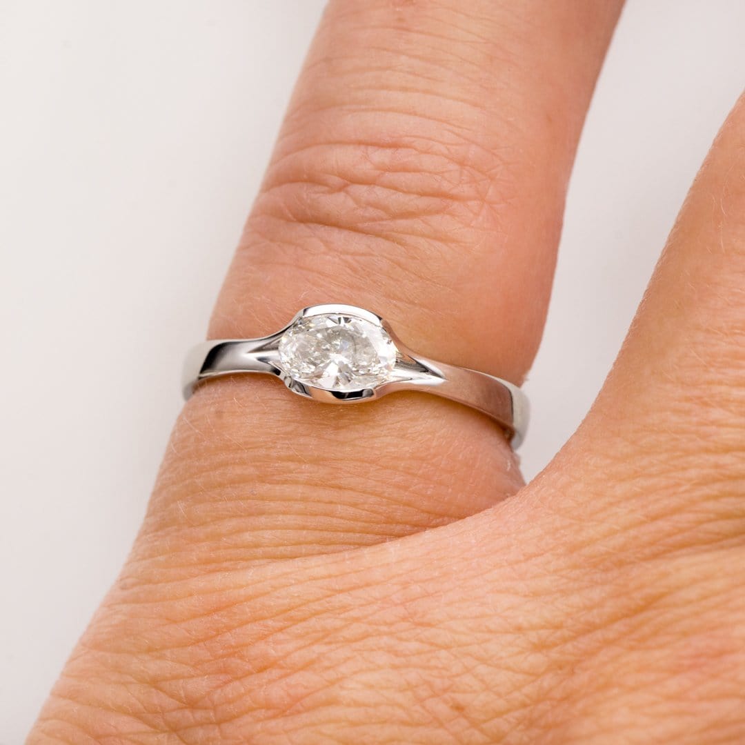 Fold Semi-Bezel Set Solitaire Engagement Ring - Setting only Ring Setting by Nodeform