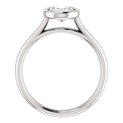 Olivia Bezel Set Solitaire Cathedral Engagement Ring - Setting only 14kX1 Nickel White Gold (Not Rhodium Plated) Ring Setting by Nodeform