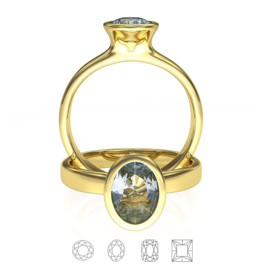 Signature Bezel Set Solitaire Engagement Ring - Setting only 14K Yellow Gold Ring Setting by Nodeform