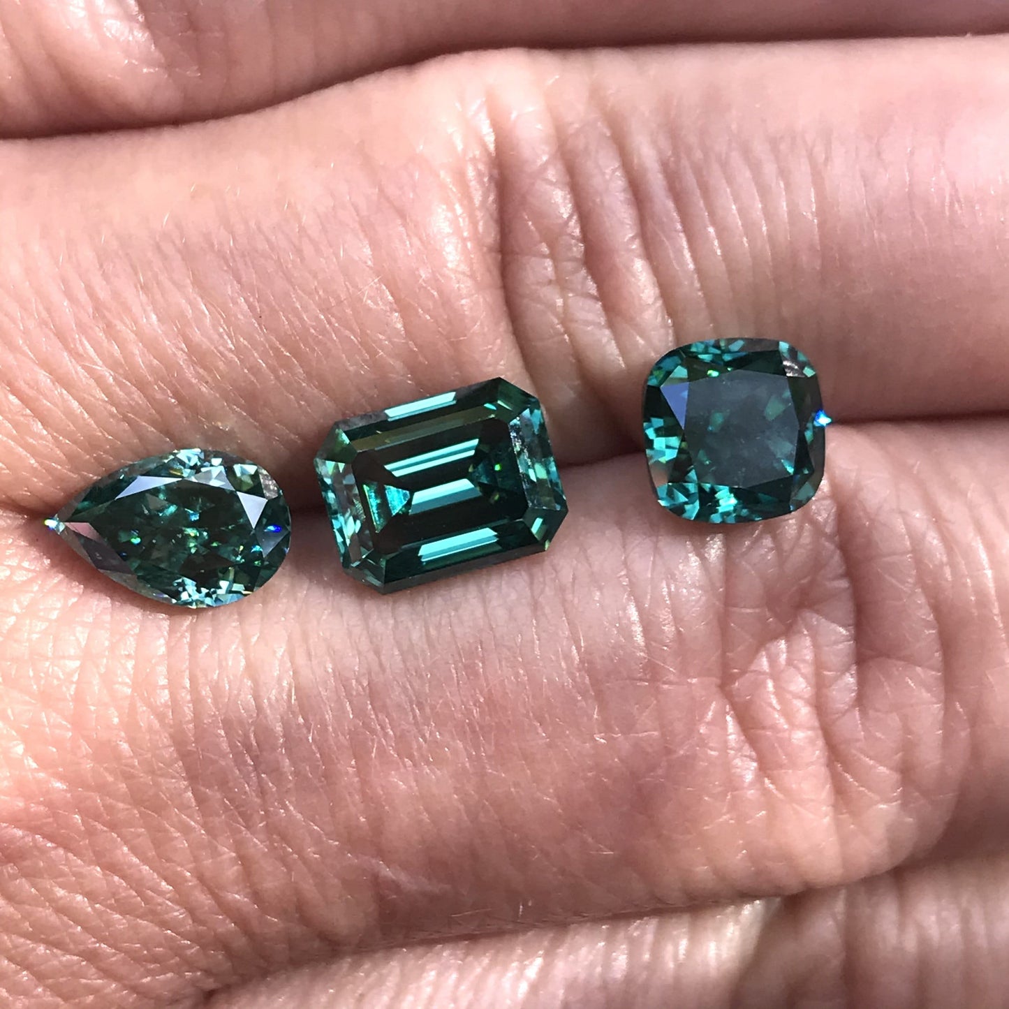 Emerald Cut Green Moissanite Loose Stone Loose Gemstone by Nodeform