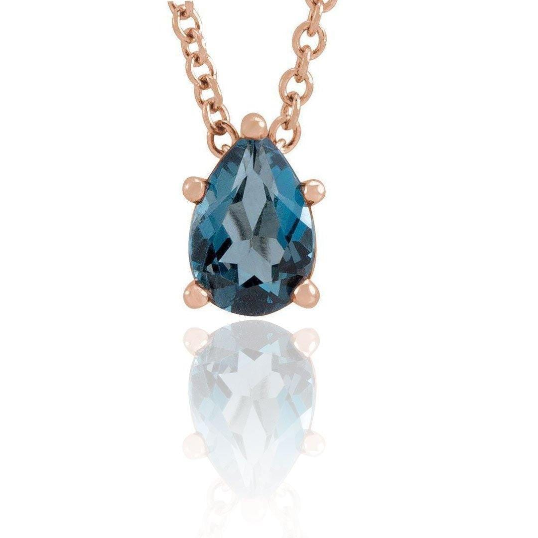 Pear London Blue Topaz Prong Set Pendant Necklace Necklace / Pendant by Nodeform