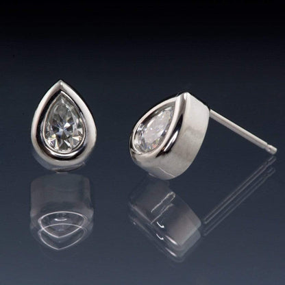 Pear Moissanite Bezel Stud Earrings Earrings by Nodeform