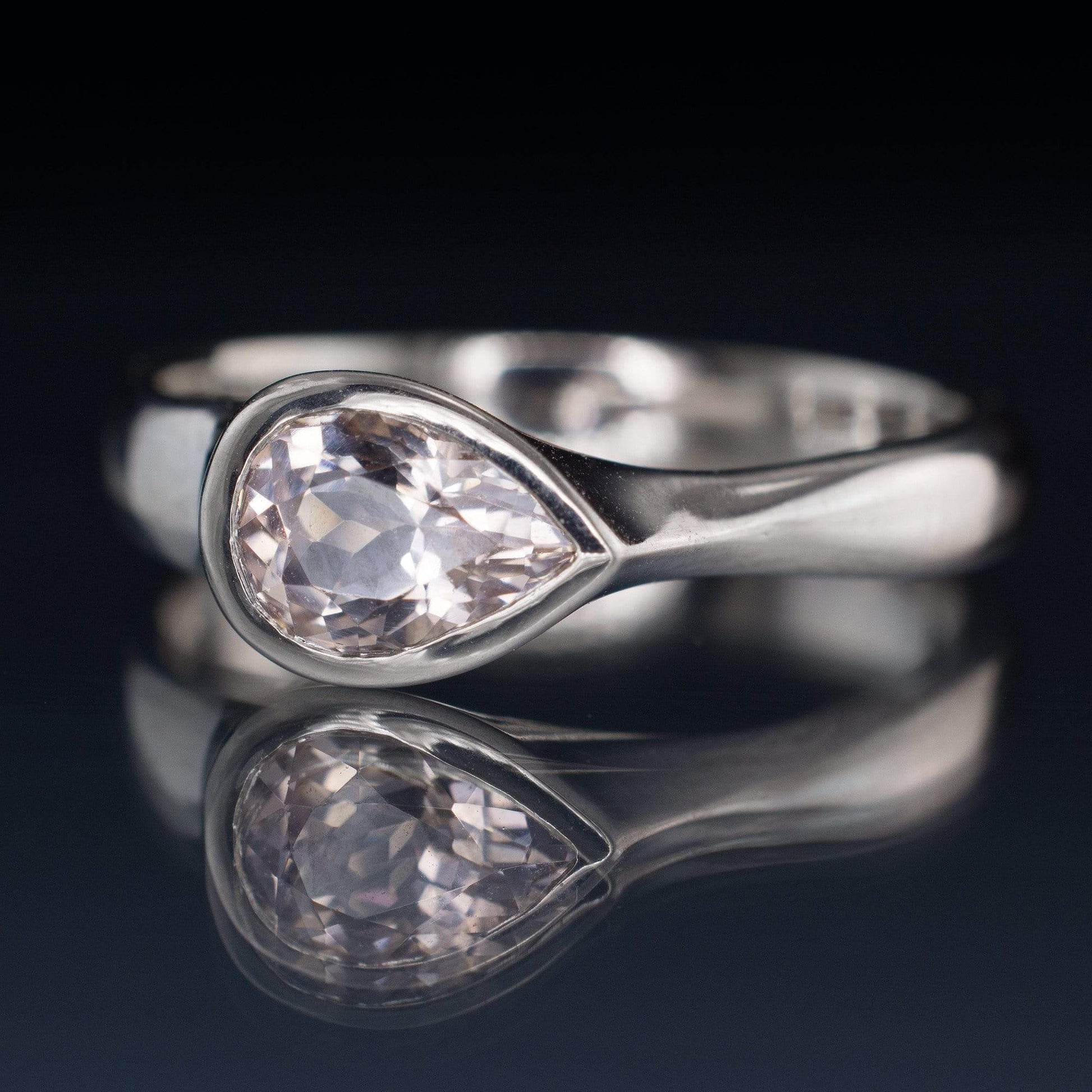 Teardrop Pink Morganite Bridal 14k Gold Ring Set-14k White -  Denmark