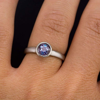Chatham Alexandrite Peekaboo Bezel Solitaire Engagement Ring Ring by Nodeform