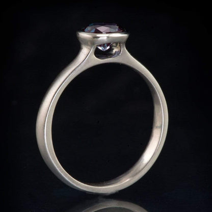 Chatham Alexandrite Peekaboo Bezel Solitaire Engagement Ring Ring by Nodeform