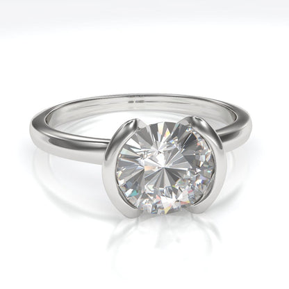 Halley - Half Bezel Set Solitaire Engagement Ring - Setting only Ring Setting by Nodeform