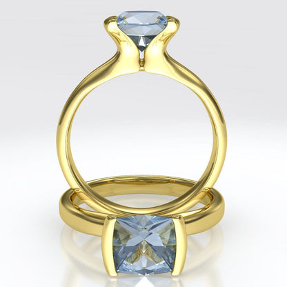 Modified Tension Semi-Bezel Set Solitaire Engagement Ring - Setting only 14K Yellow Gold Ring Setting by Nodeform