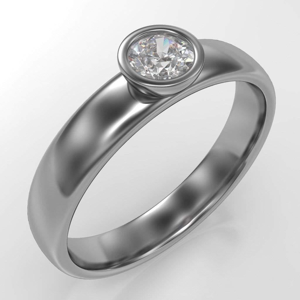 Round Diamond Modern Low Profile Bezel Set Solitaire Engagement Ring Ring by Nodeform