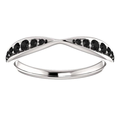 Pippa Band - Pinched Contoured Wedding Ring Graduated Diamond, Moissanite, Ruby or Sapphire All Black Diamonds / Continuum Sterling Silver Ring by Nodeform