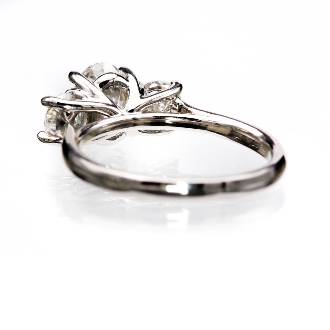 Oval Moissanite 3 Stone Prong Set Engagement Ring Ring by Nodeform