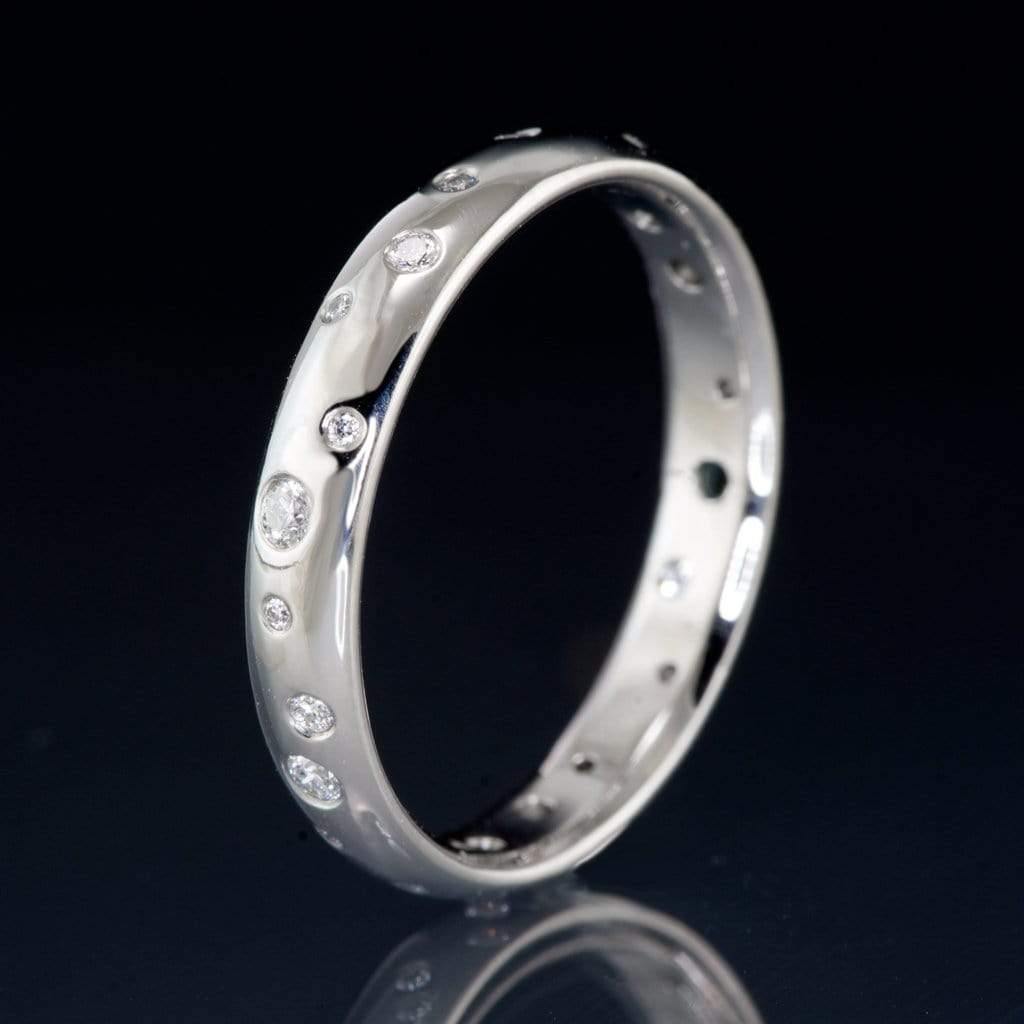 Stella Band - Random Scattered Moissanite Narrow Domed Eternity Wedding Band Ring by Nodeform