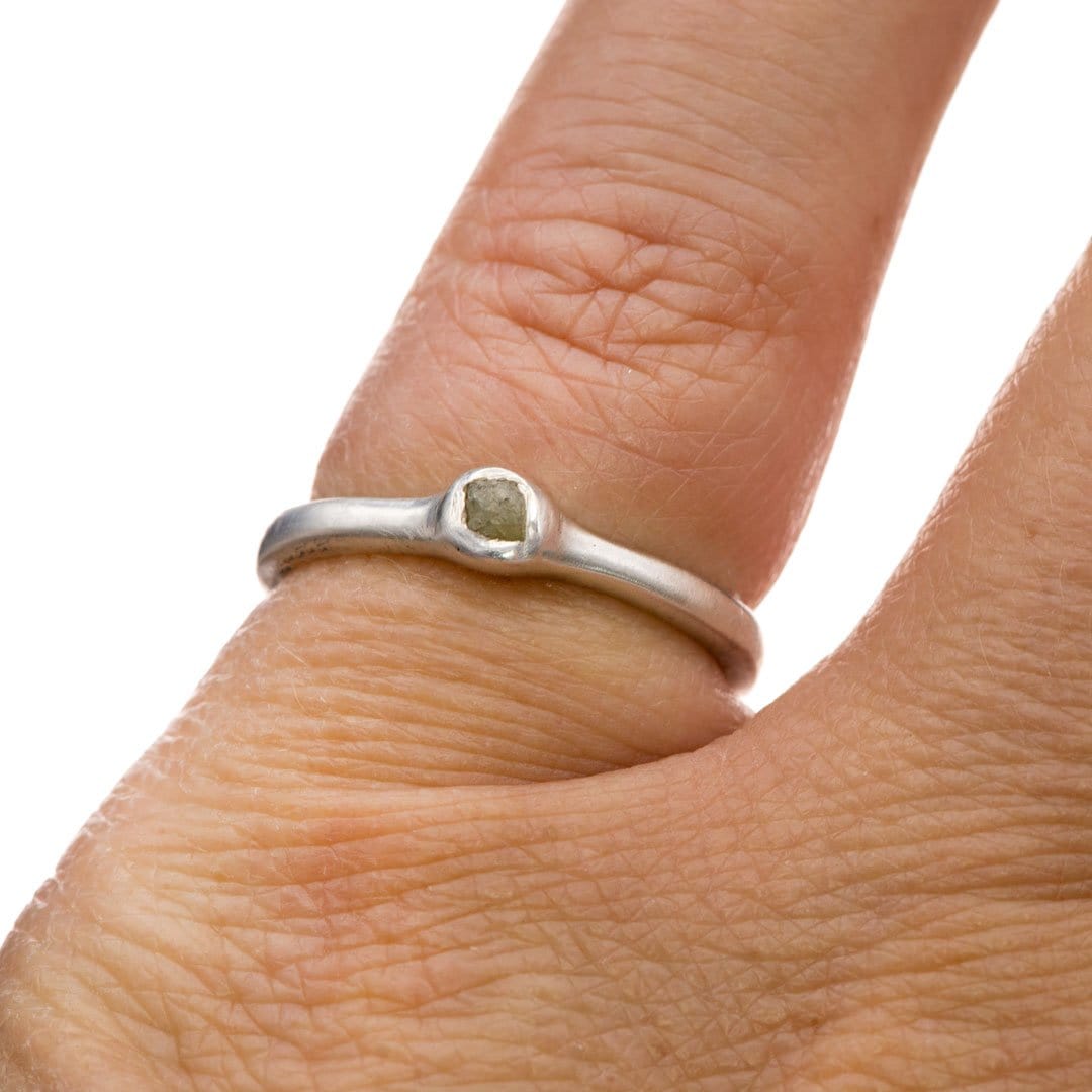 Diamond three stone gold ring set with raw uncut diamond. – Cumbrian Designs