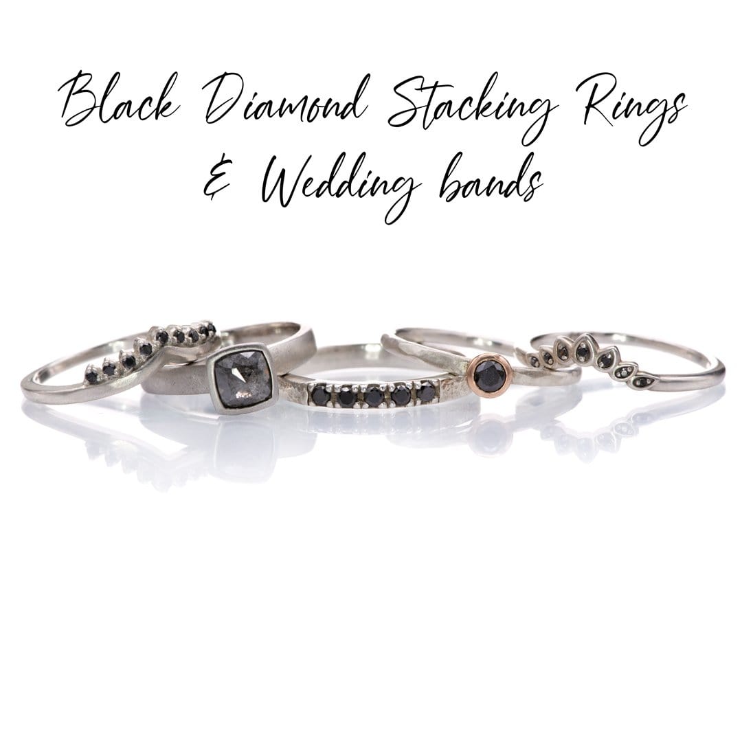 Black Diamond Valerie Band - V-Shape Contoured Accented Black Diamond Wedding Ring Ring by Nodeform