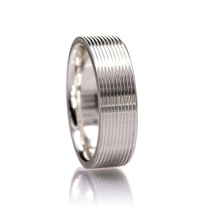 Ridged Textured Men's Comfort-fit Wedding Band Ring by Nodeform