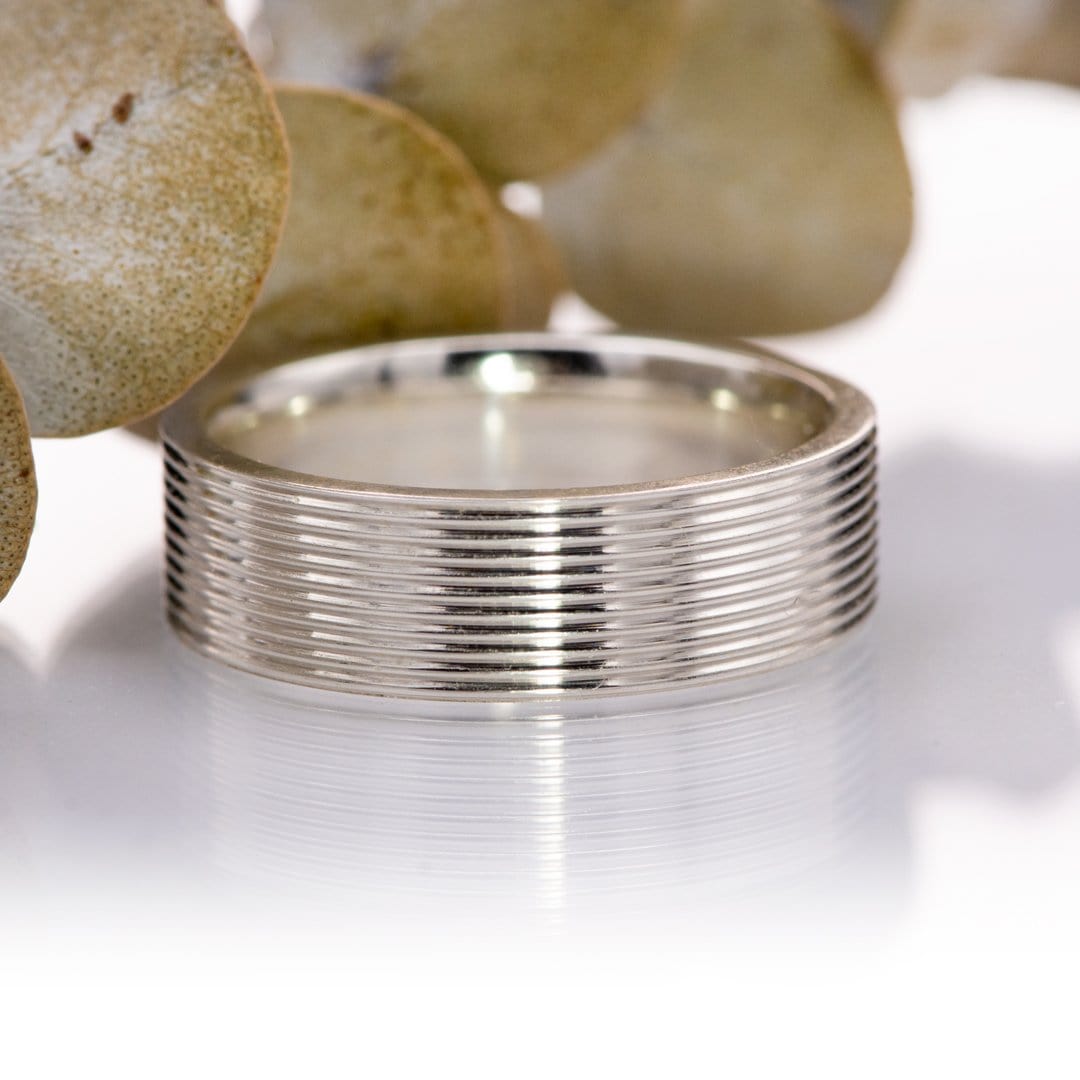 Ridged Textured Men's Comfort-fit Wedding Band Ring by Nodeform