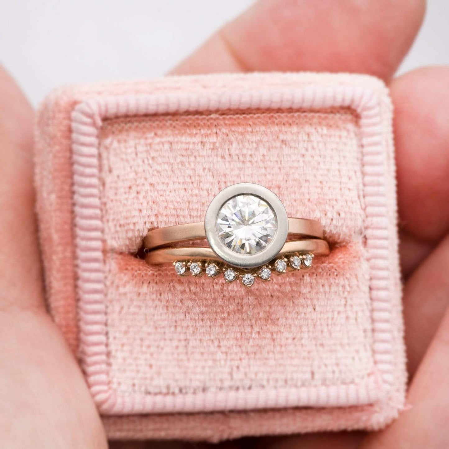 Minimal Wide Low-Profile Bezel Set Solitaire Engagement Ring - Setting only Ring Setting by Nodeform