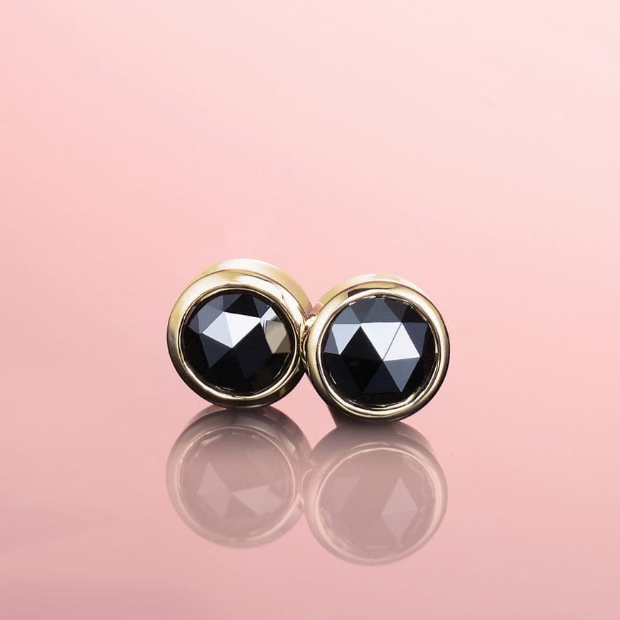 Rose Cut Black Diamond Bezel Set Stud Earrings Earrings by Nodeform