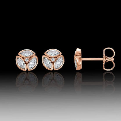 1/2CTW Marquise Diamond Bezel Set Cluster Stud Earrings Earrings by Nodeform
