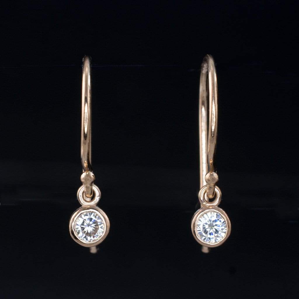 Moissanite Round Bezel Dangle Earrings Earrings by Nodeform