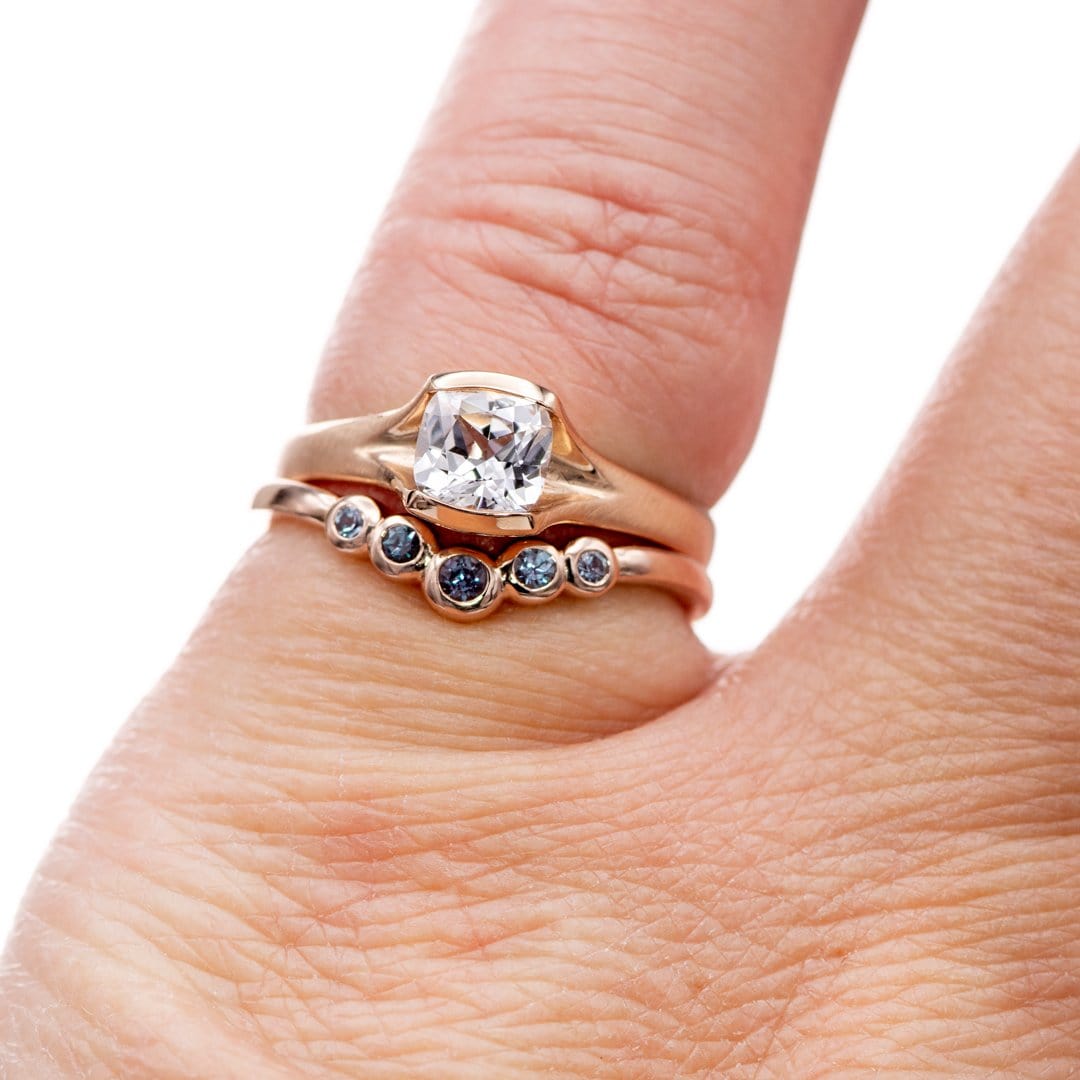 Velda - Graduated Chatham Alexandrite Curved Contoured Stacking Wedding Ring Ring by Nodeform