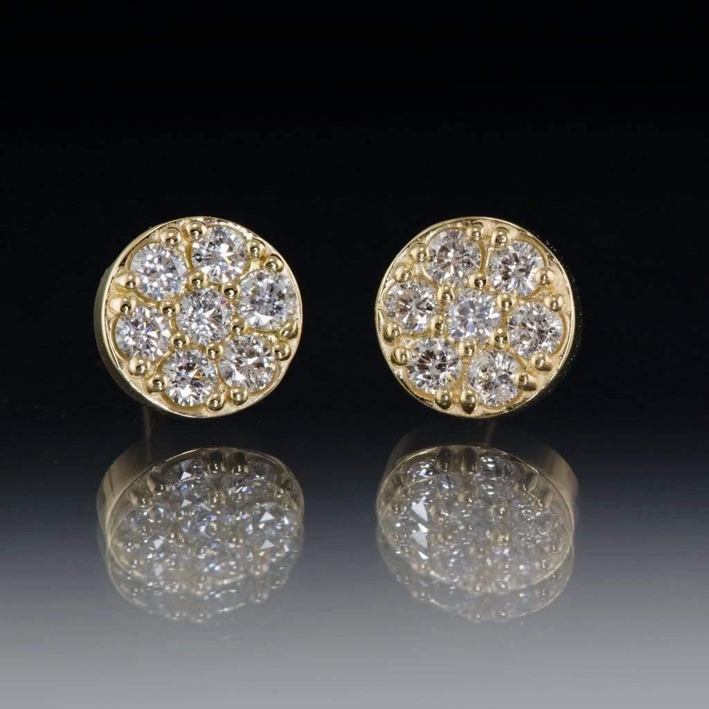3/8CTW  Diamond, Moissanite or Sapphire Cluster Stud Earrings 14k Yellow Gold / Diamonds Earrings by Nodeform