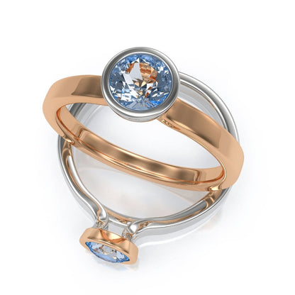 Belinda Bezel Set Solitaire Mixed Metal Engagement Ring - Setting only 14k Rose Gold Ring Setting by Nodeform