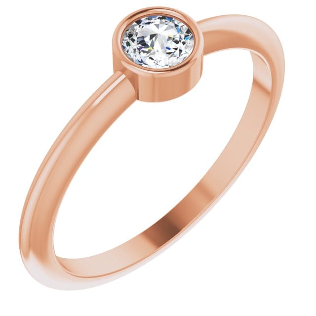 Round Rose Cut Moissanite or Diamond Low Profile Bezel Minimal Solitaire Engagement Ring 14k Rose Gold / 4mm Colorless rose-cut Moissanite Ring by Nodeform